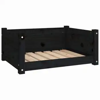 Cama Para Perros Madera Maciza De Pino Negro 65,5x50,5x28 Cm Vidaxl