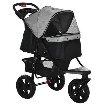 Carrito Mascotas De Acero Tela Oxford 109,5x57,5x106,5cm-pawhut.gris