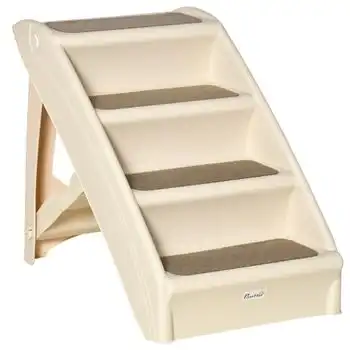 Escalera Plegable Para Mascotas De Pp 62x38x49,5 Cm-pawhut.beige