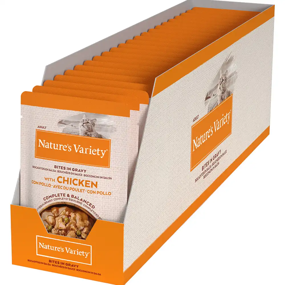 Nature's Variety Bites en salsa 22 x 85 g para gatos - con pollo