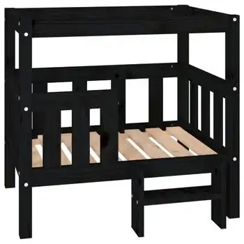 Cama Para Perros Madera Maciza De Pino Negro 75,5x63,5x70 Cm Vidaxl