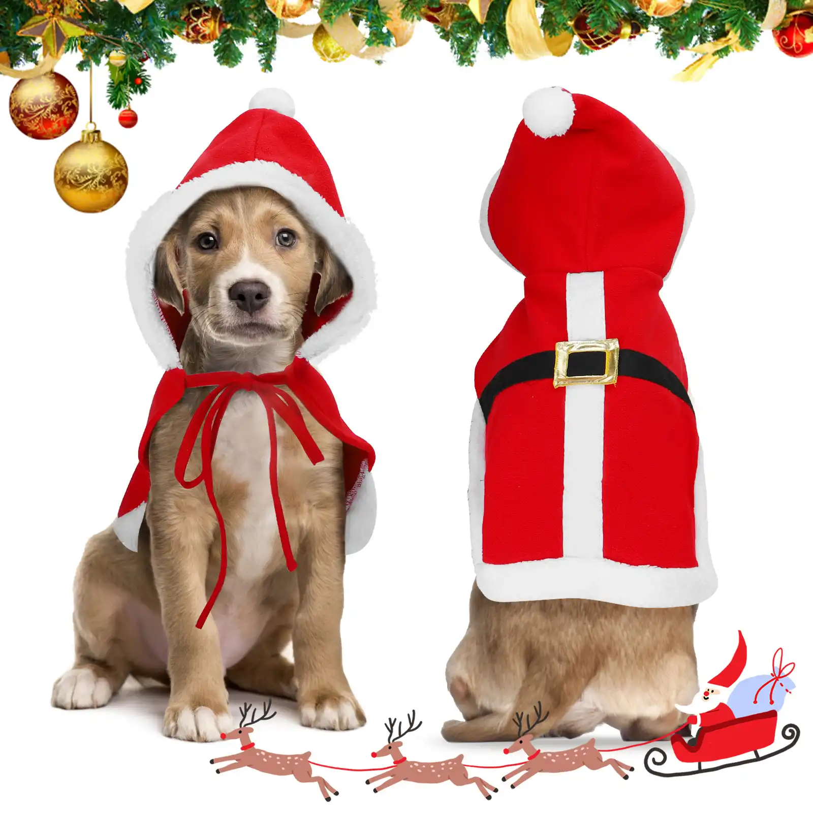 Nobleza Navidad Ropa para Perros Pequeño, Disfraz Gato de Navidad Papá Noel, Traje de Santa Ajustable para Cachorro Gatito Gatos Pequeños Perros Mascotas