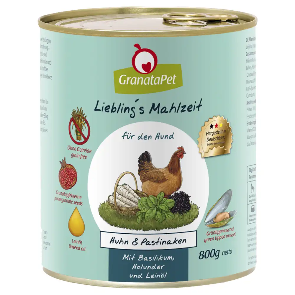 GranataPet Liebling's Mahlzeit 6 x 800 g - Pollo y chirivía