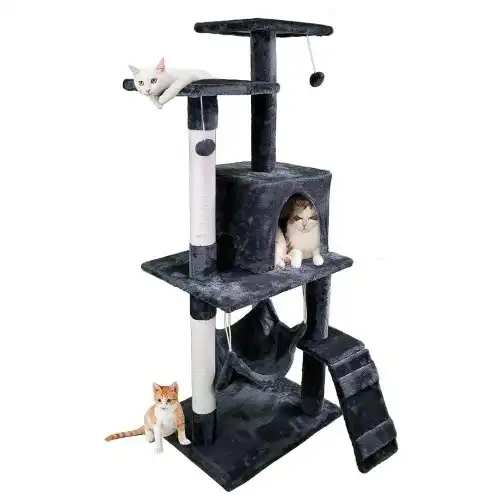 Edipets árbol rascador 4 niveles con hamaca gris para gatos