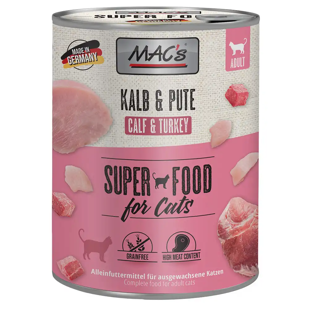 MAC's 6 x 800 g en latas para gatos - Ternera y pavo