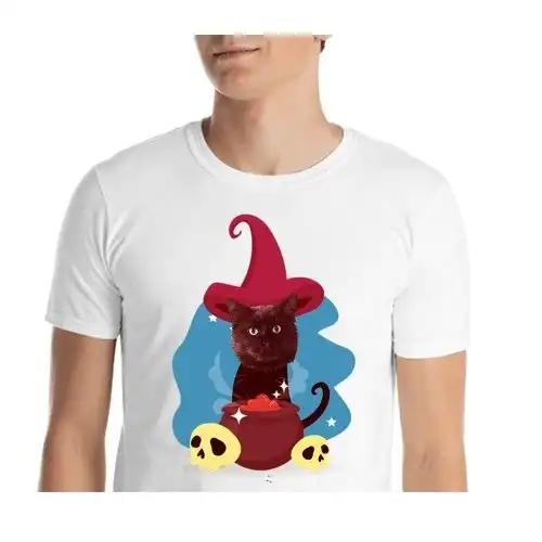 Mascochula camiseta hombre el brujo personalizada con tu mascota blanco