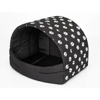 Cama Para Perro R3 55x43x38 Negro Huellas Suflera