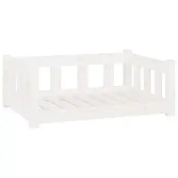 Cama Para Perros Madera Maciza De Pino Blanca 75,5x55,5x28 Cm Vidaxl