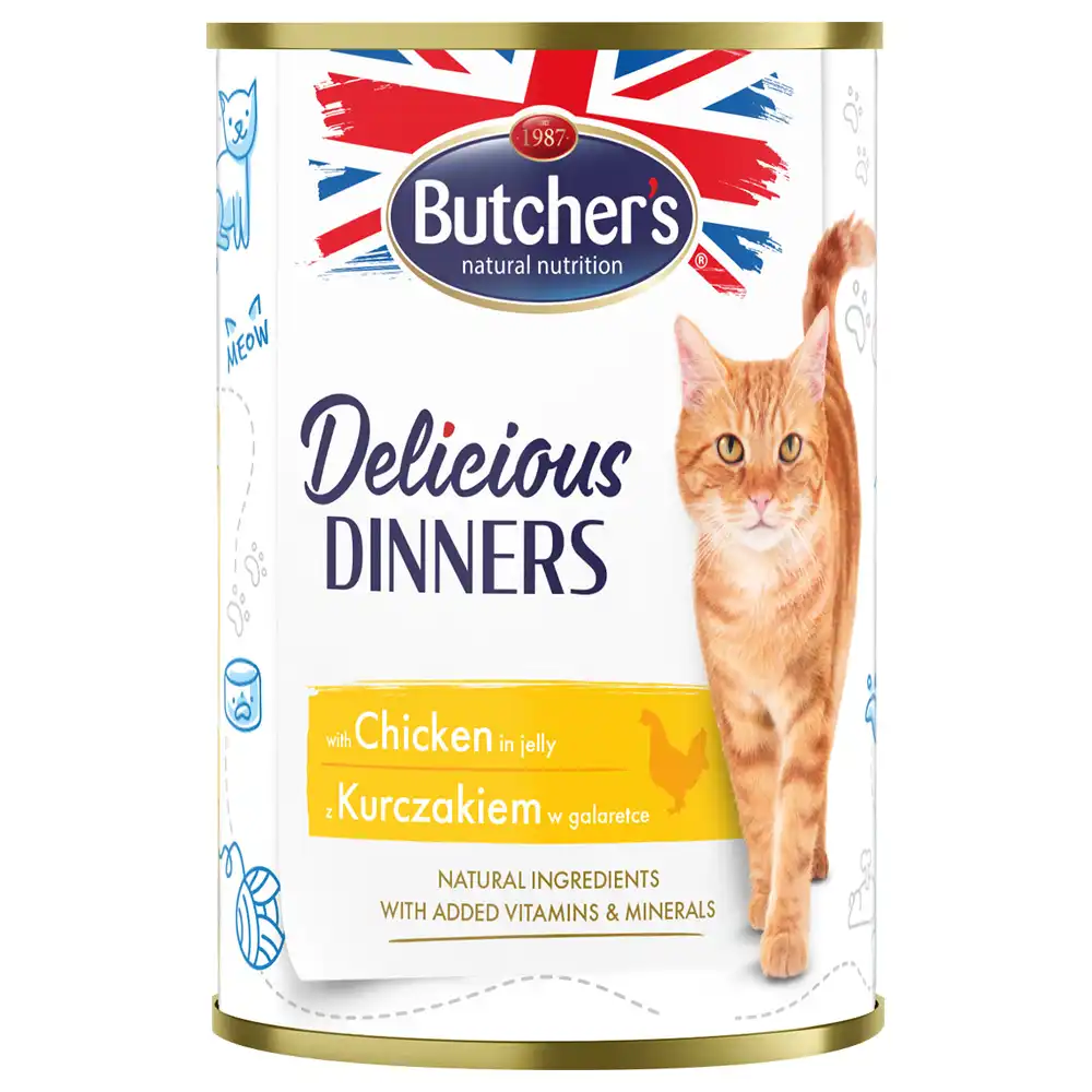 Butcher's Delicious Dinners comida húmeda para gatos 24 x 400 g - con pollo