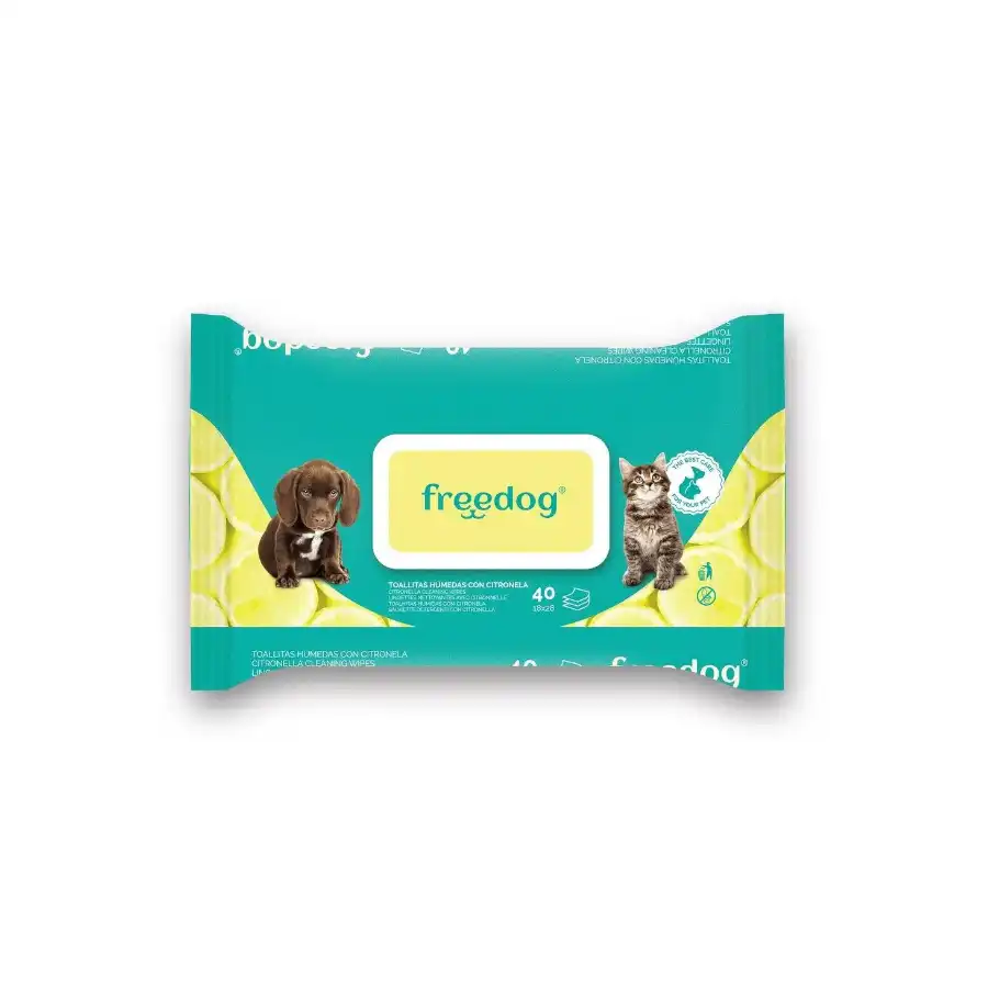 Freedog Toallitas Húmedas con Citronela para perros y gatos