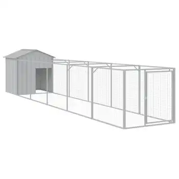 Caseta Perros Tejado Acero Galvanizado Gris Claro 117x609x123cm Vidaxl