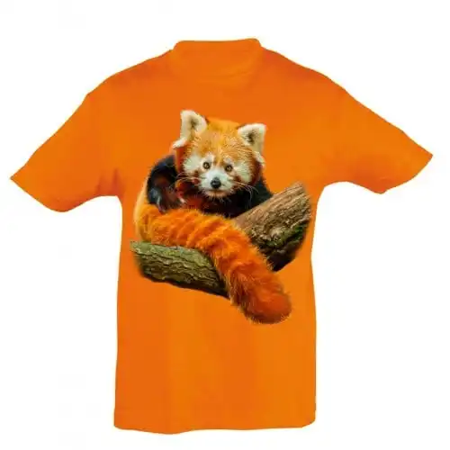 Ralf Nature Panda Rojo Camiseta naranja para niños