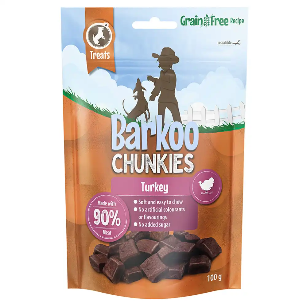 Barkoo Chunkies dados de carne para perros - Pavo - 100 g