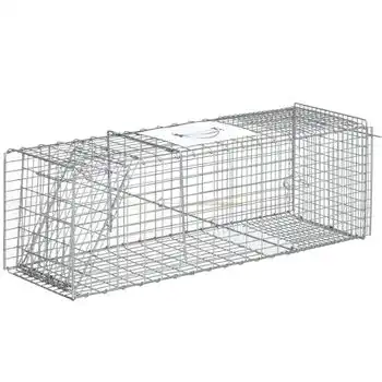 Trampa Para Animales Vivos Outsunny De Acero 93x31x34,5 Cm Plata