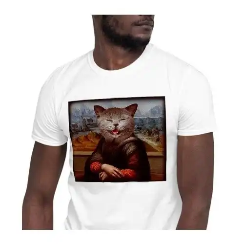 Mascochula camiseta hombre la gioconda personalizada con tu mascota blanco