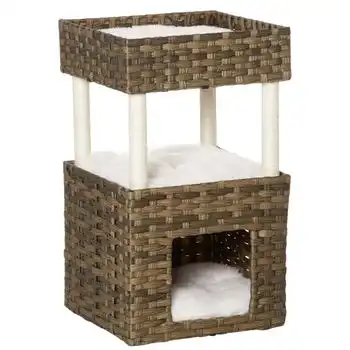 Árbol Rascador Para Gatos De Pe Sisal Felpa 40x40x70 Cm-pawhut.marrón