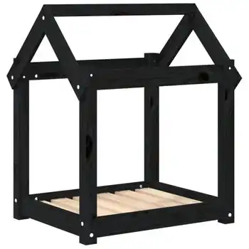 Cama Para Perros Madera Maciza De Pino Negro 61x50x70 Cm Vidaxl