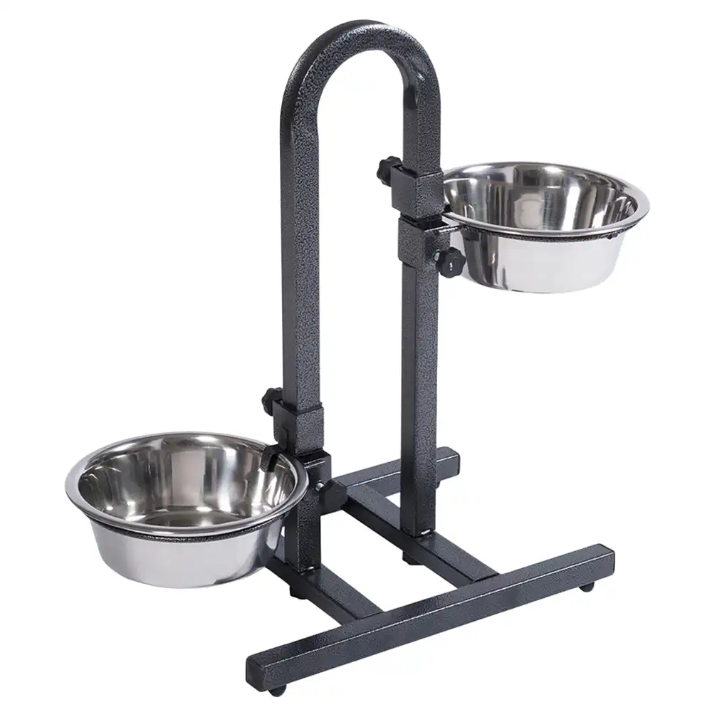 Soporte ajustable con dos comederos de 1,6 l - 2 x 1,6 l,  diámetro 21 cm, altura hasta 44 cm