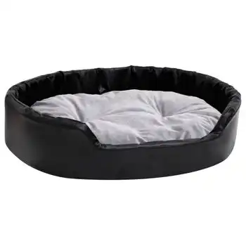 Cama Para Perros Felpa Y Cuero Sintético Negro Gris 90x79x20 Cm Vidaxl