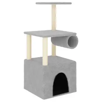 Árbol Rascador Gatos Con Postes De Sisal Gris Claro 109,5 Cm Vidaxl