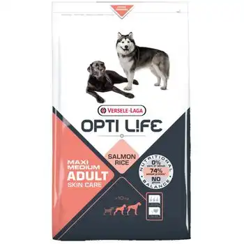 Pienso Para Perros Opti Life Skin Care Medium Y Maxi Con Salmón Y Arroz | Pienso Para Perros De Raza Mediana Y Grande Versele Laga | Comida Para