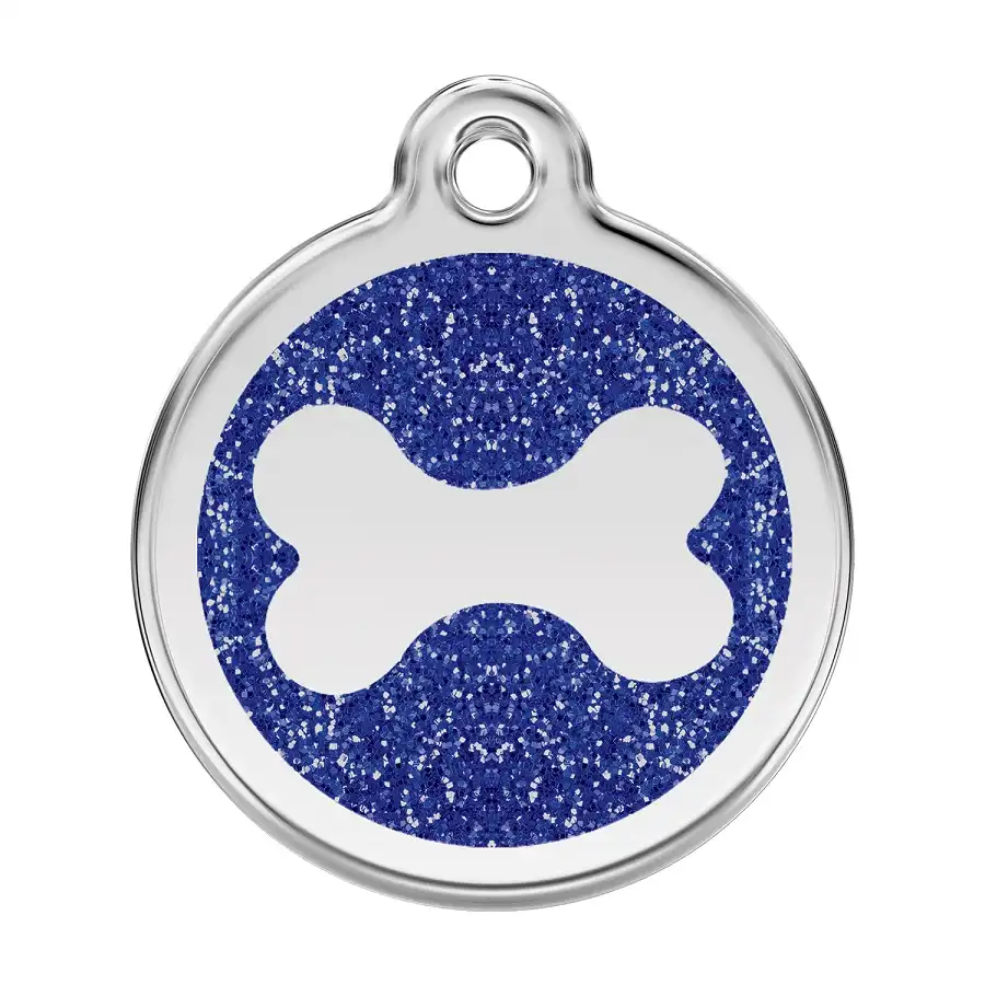 Placa identificativa Purpurina Hueso Azul para perros