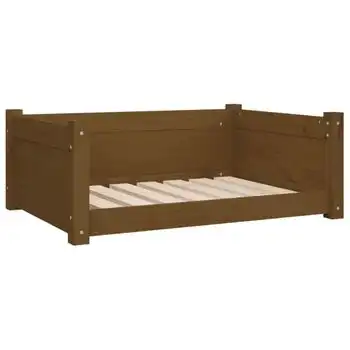 Cama Para Perros Madera Maciza Pino Marrón Miel 75,5x55,5x28 Cm Vidaxl