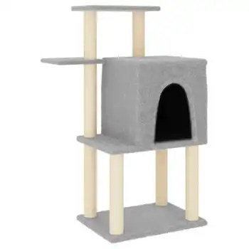 Rascador Para Gatos Con Postes De Sisal Gris Claro 97 Cm Vidaxl