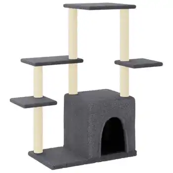 Rascador Para Gatos Con Postes De Sisal Gris Oscuro 97,5 Cm Vidaxl