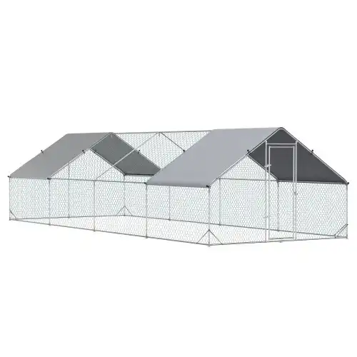 PawHut Gallinero de Exterior Plateado grande