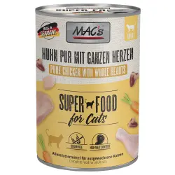 MAC's 6 x 400 g en latas para gatos - Puro pollo con corazones de pollo enteros