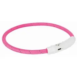 Banda luminosa con USB para perros Rosa M-L