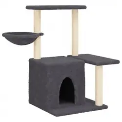 Rascador Para Gatos Con Postes De Sisal Gris Oscuro 83 Cm Vidaxl