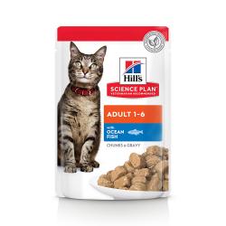 Comida húmeda para gatos adultos Hills Science Plan Optimal Care pescado azul 85 gr