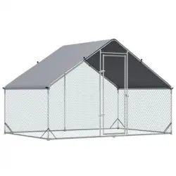 Gallinero De Exterior De Acero Galvanizado Pe 3x2x2 M - Pawhut. Plata