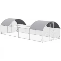 Gallinero Exterior De Acero Galvanizado Pe 7,6x2,8x1,95m-pawhut.plata