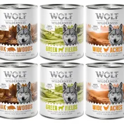 Wolf of Wilderness 6 x 800 g - Pack mixto: 2x Jabalí, 2x Pollo, 2x Cordero