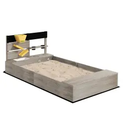 Outsunny Arenero para Niños de Madera Arenero Infantil con 2 Asientos 2 Cajas para Plantar y  de Cocina para Patio Jardín 154x80x60 cm Gris