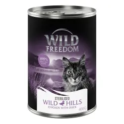 Wild Freedom Adult Sterilised 6 x 400 g - receta sin cereales - Wild Hills Sterilised - Pato y pollo