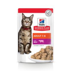 Comida húmeda para gatos adultos Hills Science Plan Optimal Care vacuno 85 gr