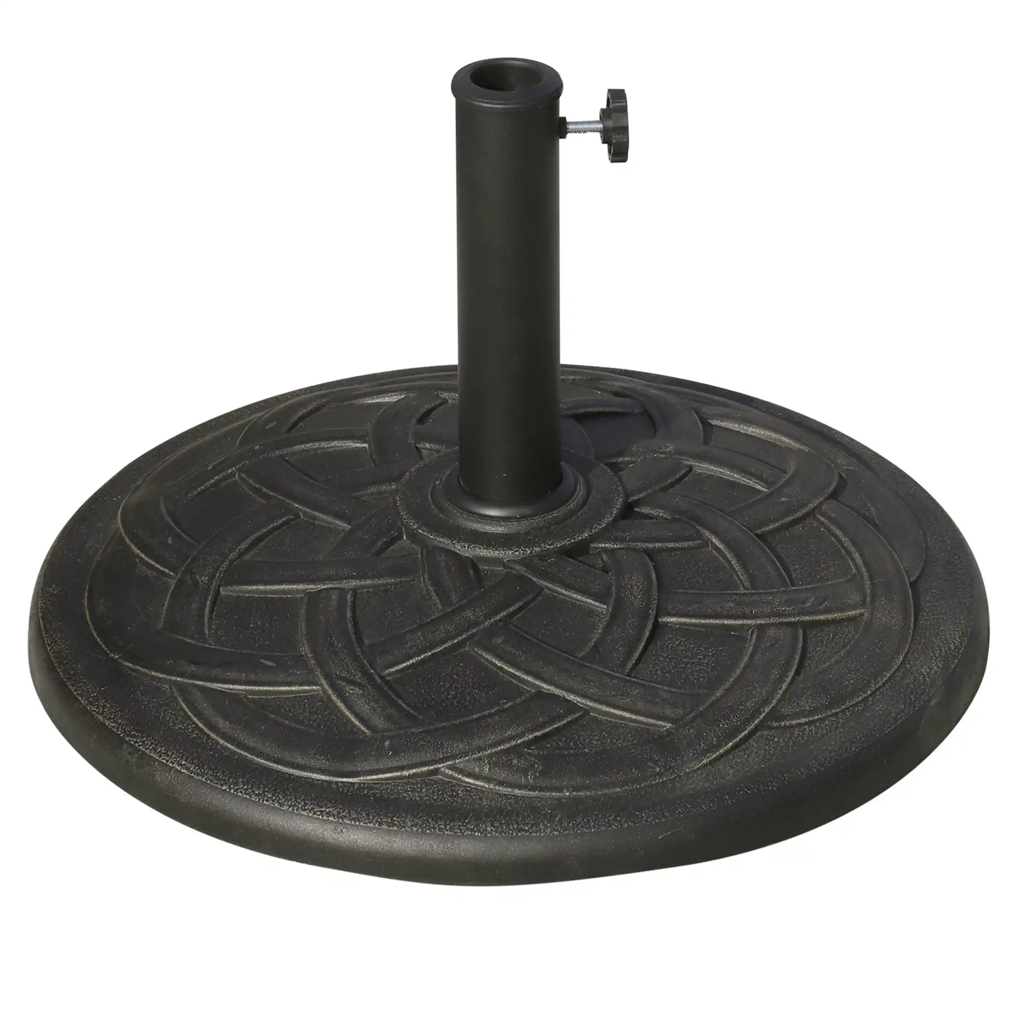 Outsunny Base para Sombrilla de Jardín Peso Neto 19 kg Soporte de Parasol Apto para Mástil de 38mm/48mm Resina para Terraza Patio Exterior Ø54,5x34 cm Bronce