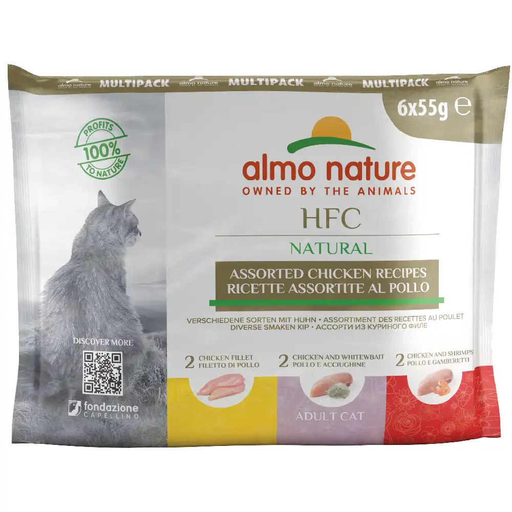 Almo Nature HFC Natural 6 x 55 g - Pack mixto - Pollo, 3 variedades