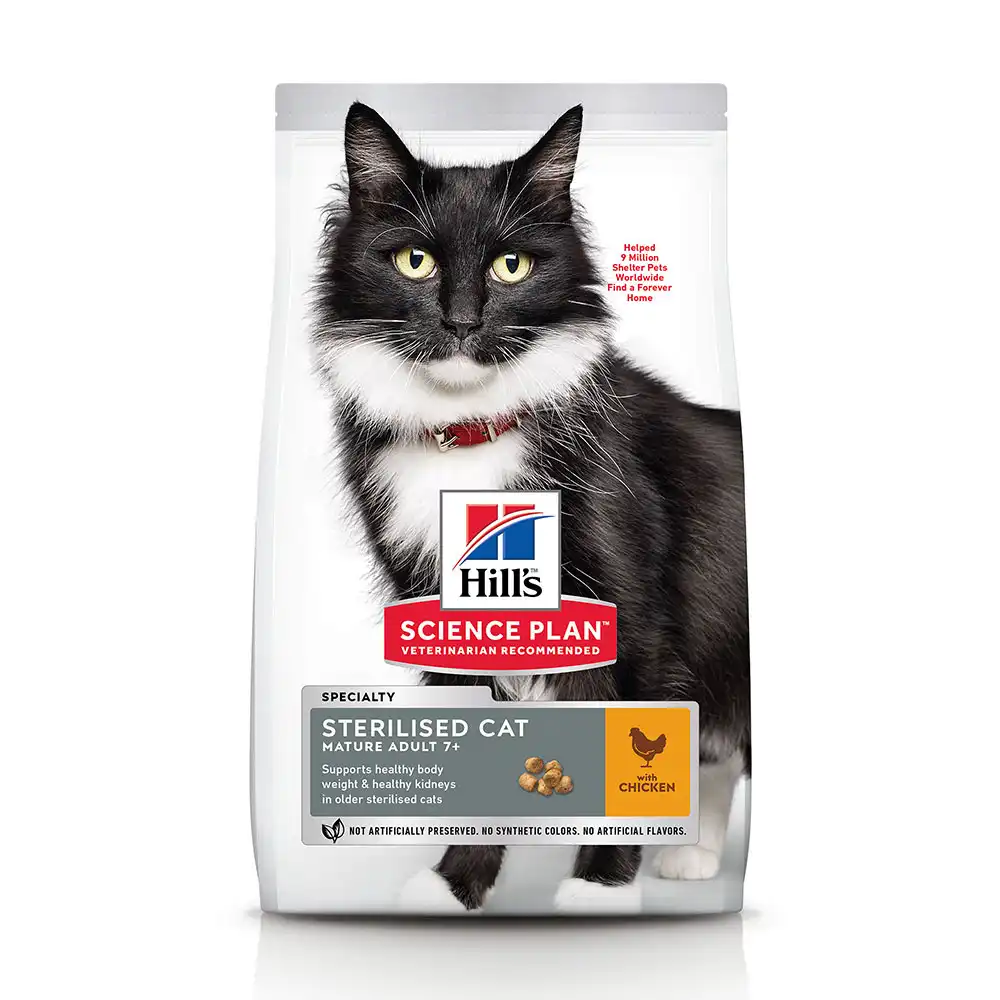 Hill's Mature Adult 7+ Sterilised Cat con pollo para gatos - 3 kg