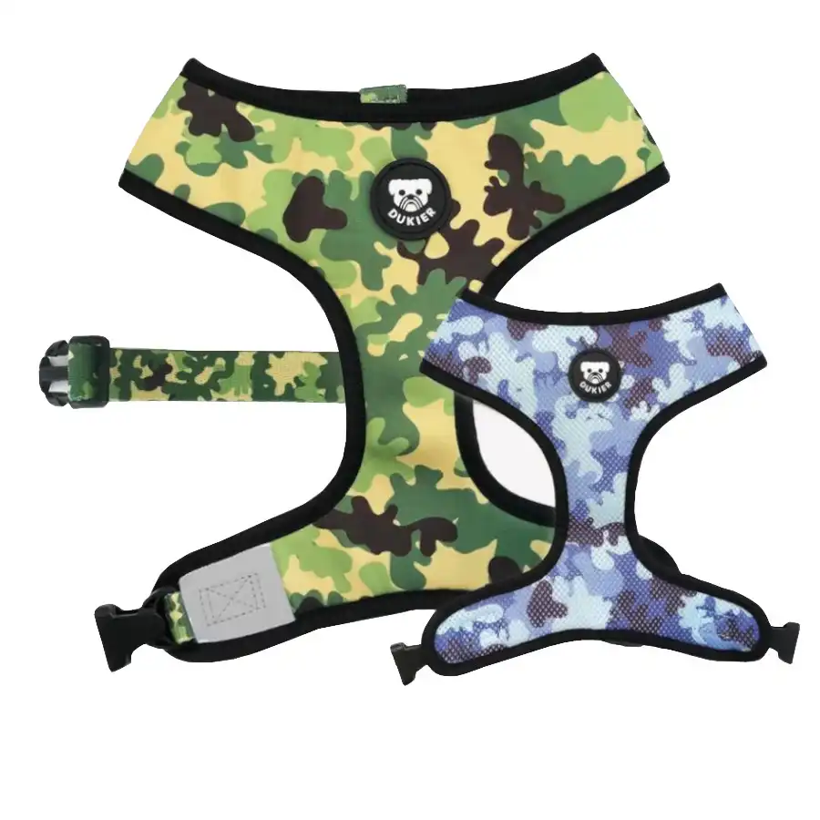 Dukier Camo Arnés Reversible Estampado Camuflaje para perros