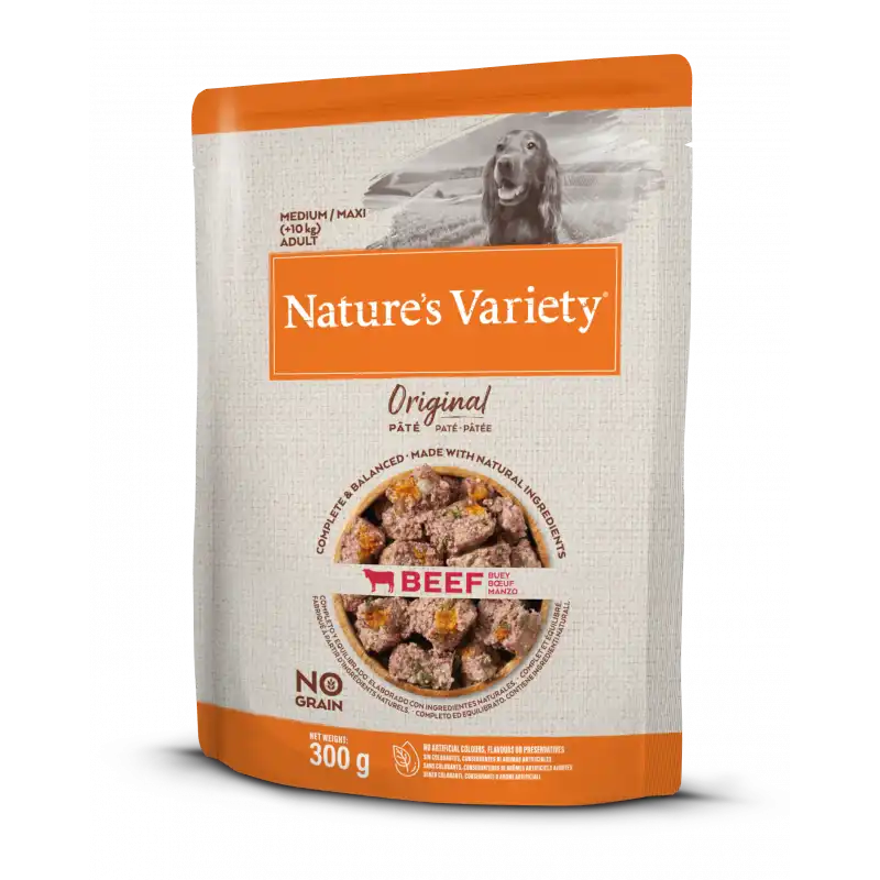 Nature's Variety Original Paté Medium/Maxi Adult comida húmeda para Perro con Buey 6x300Grs