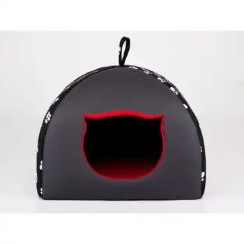 Caseta Para Gatos Con Almohada R1 38x38 Negro Huellas Igloo