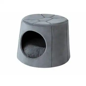 Caseta Y Cama Para Perro 2en1 Con Almohada Turtle R2 67x67x51 Gris