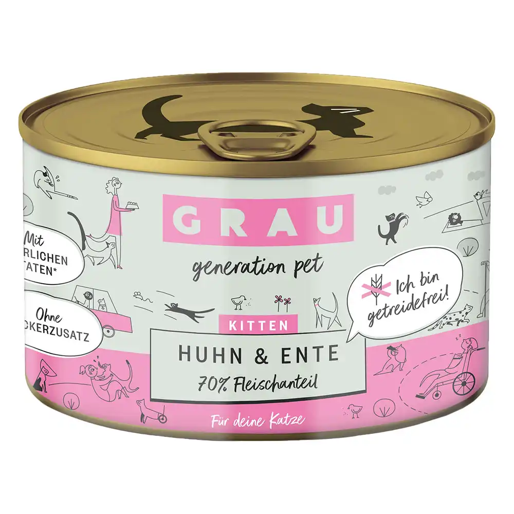 Grau Kitten sin cereales - Pollo y pato (6 x 200 g)