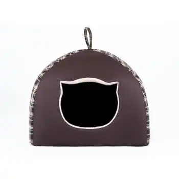 Caseta Para Gatos Con Almohada R1 38x38 Cuadros Marrones Igloo