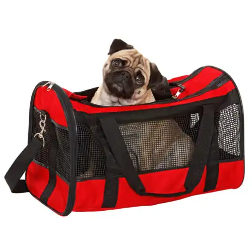 Transportín de Nylon grande para perros Rojo